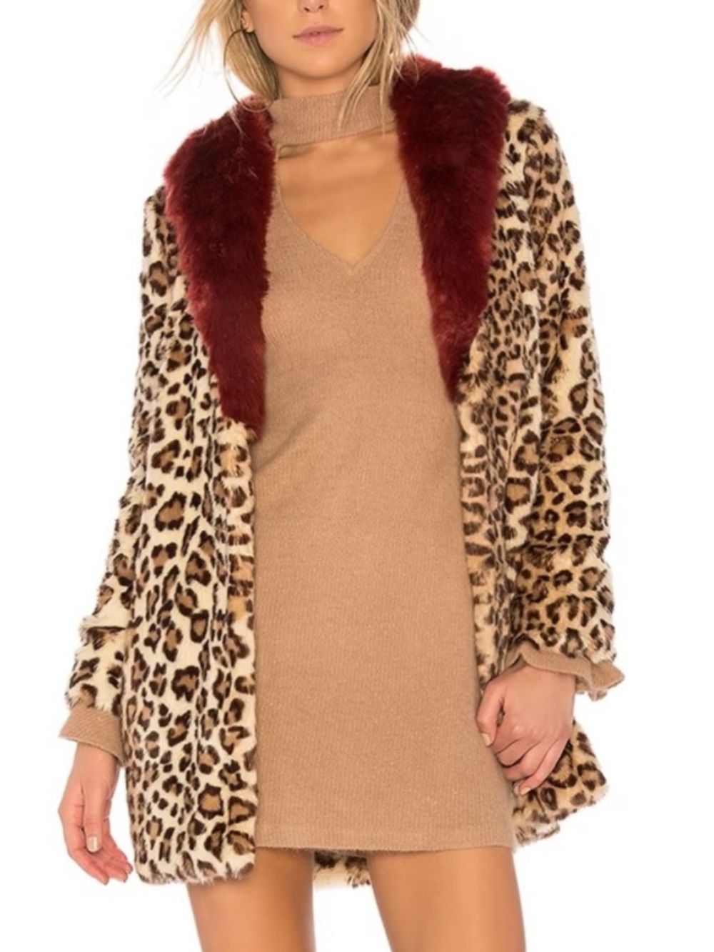 Majorelle X Revolve Leopard Faux Fur Coat XS Braelynn Leopard Carmine
